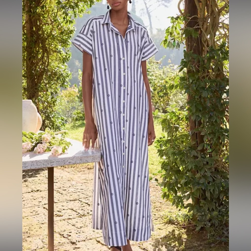 LOFT Striped button down dress